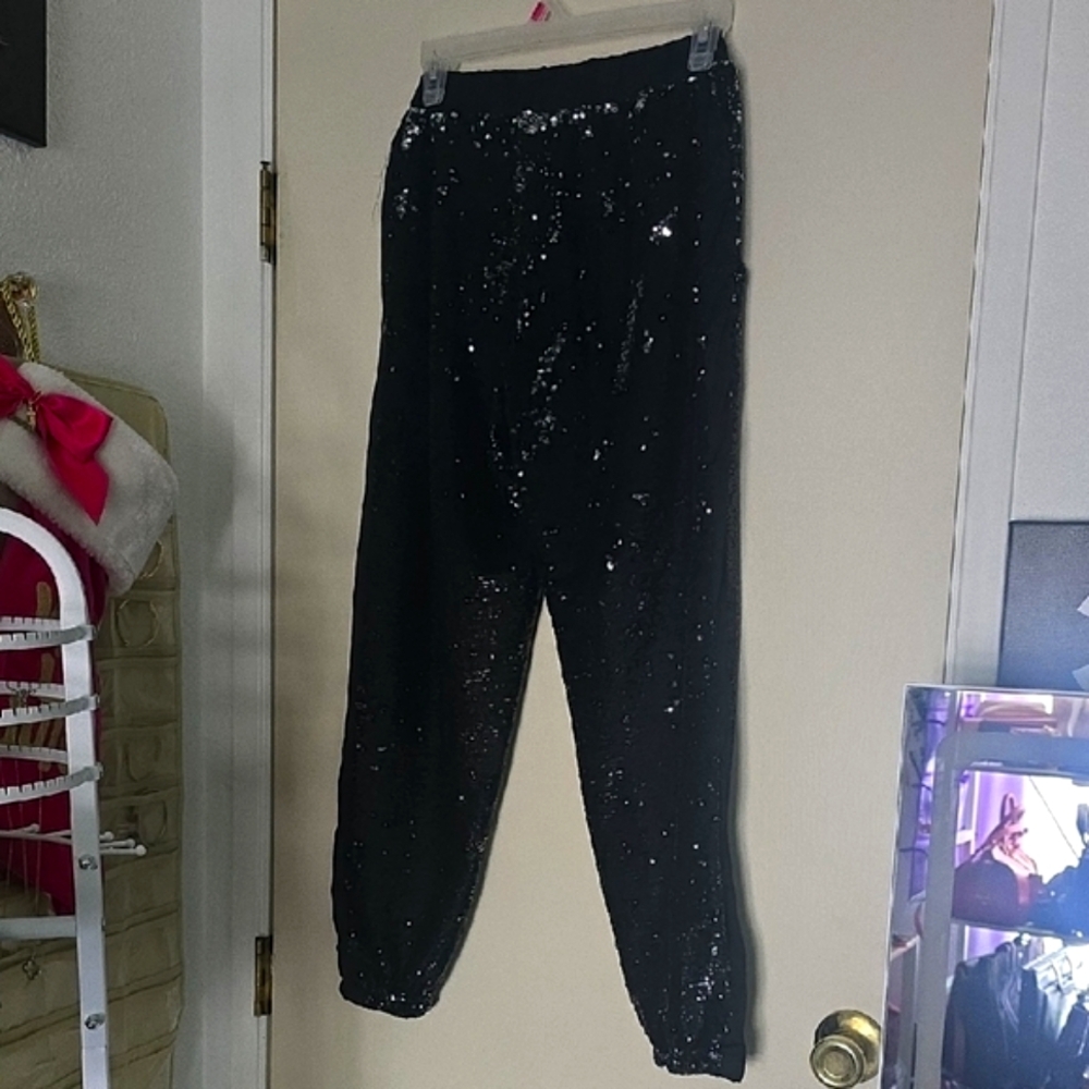 Top Shop Sparkle Sequin Sweatpants/Joggers W/ Pockets (2/XS)(NWOT)✨️🖤✨️ - Picture 6 of 7